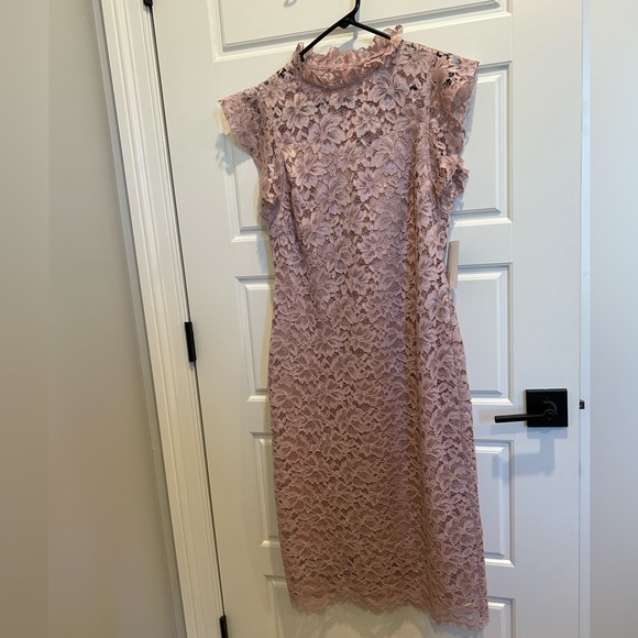 Enfocus studio Mauve Lace Cap Sleeve Midi Dress Size 10 - Picture 2 of 8